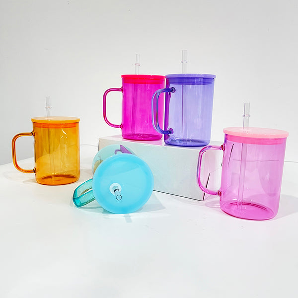 Colorful 17oz Sublimation Glass Acrylic Tumblers With Handle Reusable Straw  For Coffee, Beer, Soda, And Drinking Cups From Weaving_web, $2.87