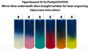 China to Canada_💙20oz Blue Mirror Plate Ombre colors Straight Skinny Tumblers 25pcs for Laser Engraving_CNPNY