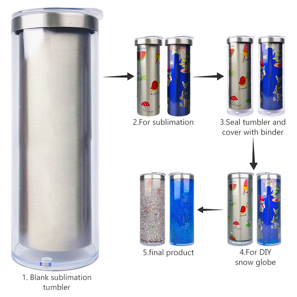 Sublimation Snow Globe Glass Can 12 Oz, 15 Oz or 20 Oz Blank Snow