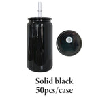 16oz Classic Black/Sublimation Glass Can With PP Lids Beer Can Shaped Drinkware_CNPNY