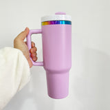 RTS USA_12pcs 🌈40oz Solid Colors Rainbow Quencher Tumblers Powder Coat Travel Mugs for Laser Engraving_USPNY