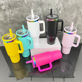 40oz Rainbow Base Leak Proof Lids Flip Straw Powder Coat Quencher Tumblers _CNPNY