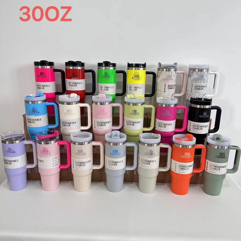 30oz H2.0 Solid Colors Tumblers with Plastic Straw&Lids_CNPNY