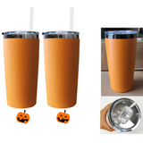Presale USA_🎃🎃20oz Black Mirror Plate Orange Color Powder Coat Coffee Tumbler Mugs 25pcs For Laser Engraving_USPNY