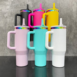 40oz Rainbow Base Leak Proof Lids Flip Straw Powder Coat Quencher Tumblers _CNPNY