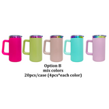 RTS USA_20oz Rainbow Plate Powder Coat Coffee Mugs with Removable Handle 20pcs For Laser Engraving_USPNY