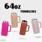 64oz large Capacity Handle Tumblers Powder Coat Quencher Tumblers For Laser Engraving _CNPNY