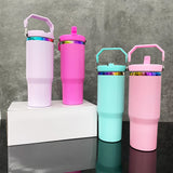 RTS USA_🌈 30oz Rainbow Underneath Sublimation Flip Straw Kids Water Bottoles Iceflow Tumblers_USPNY