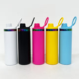 20oz Sports Lid Rainbow Underneath Powder Coat Straight Sports Water Bottles With 2 Lids 25pcs For Laser Engraving_CNPNY