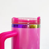 🌈✨40oz Rainbow Plate  Winter Pink Spearkly Tumblers 20pcs for  Laser Engraving_CNPNY