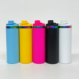 20oz Sports Lid Rainbow Underneath Powder Coat Straight Sports Water Bottles With 2 Lids 25pcs For Laser Engraving_CNPNY