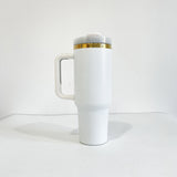 Presale USA_40oz White Mirror Gold Underneath Powder Coat Travel Tumblers 20pcs_USPNY