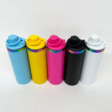 20oz Sports Lid Rainbow Underneath Powder Coat Straight Sports Water Bottles With 2 Lids 25pcs For Laser Engraving_CNPNY