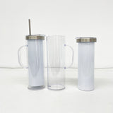 Presale USA_20oz Stainless Steel White Sublimation Snow Globe Skinny Tumblers With Acrylic Handle 25pcs_USPNY