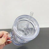 20oz Snow Globe Double Walled Plastic Mason Jars with Handle_CNPNY