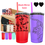 RTS USA_20oz Black Mirror under Halloween Powder Coated Yeti-Style Coffee Mugs 25pcs for Laser Engraving_USPNY