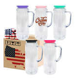 Pre-drilled 12oz/16oz Plastic Acrylic Snow Globe Mugs With Handle 25pcs_CNPNY