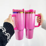 🌈✨40oz Rainbow Plate  Winter Pink Spearkly Tumblers 20pcs for  Laser Engraving_CNPNY