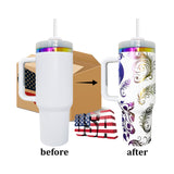 Presale USA_🌈40oz White Rainbow Tumblers Powder Coat H2.0 Quencher Tumbler 20pcs for Laser Engraving_USPNY