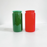 RTS USA_16oz Christmas Colors Pack Sublimation Glass Can With PP Lids 50pcs_USPNY