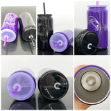 Presale USA_💜🖤16oz Purple Black Blank Sublimation Stainless Steel Can Tumblers 25pcs_USPNY