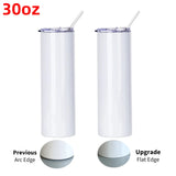 Clearance USA_30oz Stainless Steel Vacuum Insulated White Blank Sublimation Skinny Straight Tumbler 25pcs_USPNY