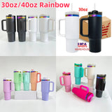 RTS USA_30oz/40oz Rainbow Tumblers Powder Coat H2.0 Quencher Tumbler for Laser Engraving_USPNY