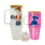 Pre-drilled Hole 32oz/40oz Snow Globe Glass Mugs With Handle 12pcs_CNPNY