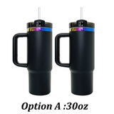 RTS USA_🌈40oz Black Rainbow Tumblers Powder Coat H2.0 Quencher Tumbler 20pcs for Laser Engraving_USPNY