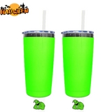Presale USA_💚🎃20oz Black Mirror Plate Neon Green/Orange Color Coffee Tumbler Mugs 25pcs For Laser Engraving_USPNY