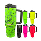 40oz Black Mirror Underneath Helloween Neon Colors Quencher Tumblers for Laser Engraving_CNPNY