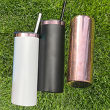 20oz Mirror Copper underneath Powder Coated Stainless Steel Straight Skinny tumblers for laser engraving_CNPNY