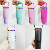🌈 30oz Rainbow Underneath Sublimation Flip Straw Kids Water Bottoles Iceflow Tumblers_CNPNY
