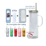 Presale USA_20oz Stainless Steel White Sublimation Snow Globe Skinny Tumblers With Acrylic Handle 25pcs_USPNY
