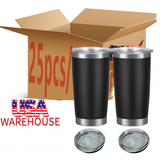 Presale USA_ 20oz Regular White Color Powder Coat Coffee Tumbler Mugs 25pcs For Laser Engraving_USPNY
