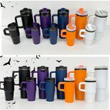 RTS USA_🍬🎃14oz/40oz Black Mirror Underneath Halloween Colors Powder Coat Tumblers for Laser Engraving_USPNY