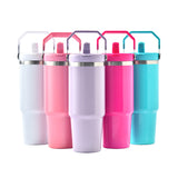 🔥 30oz Glossy Macaron Blank sublimation Flip Straw tumblers_CNPNY