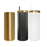 Presale USA_20oz Mirror Gold Plated Powder Coated Stainless Steel Straight Skinny Tumblers 25pcs_USPNY