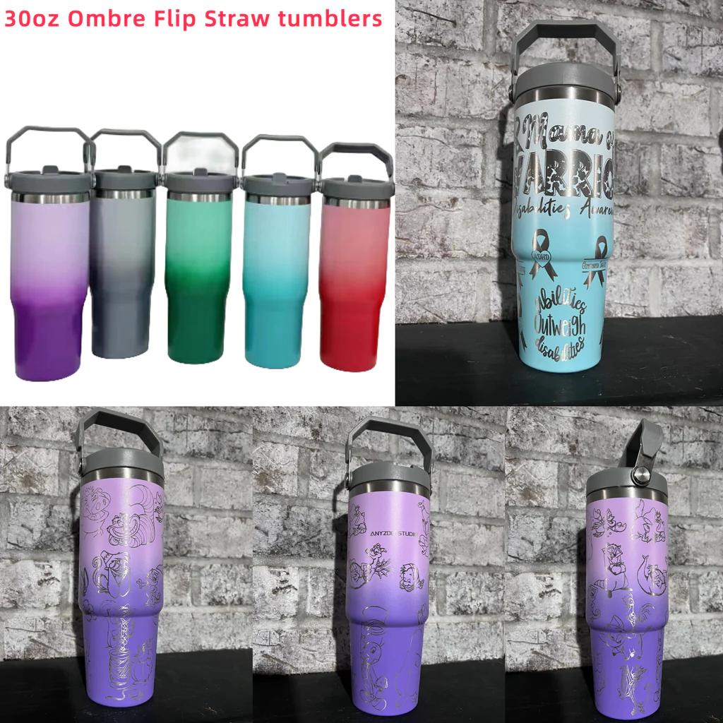 Sublimation 30-ounce Flip Straw Tumbler, Carry handle