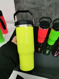 💚Neon colors 30oz Flip Straw water bottles Blank sublimation Kids tumblers _CNPNY