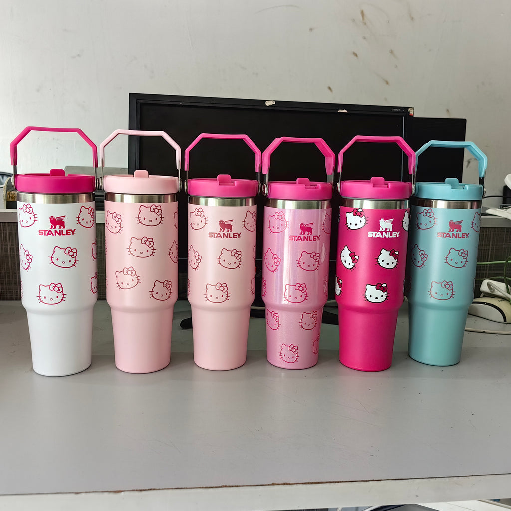 40oz H2.0 Stanley-style Hello Kitty Printed Tumblers with Plastic Straw&Lids_CNPNY