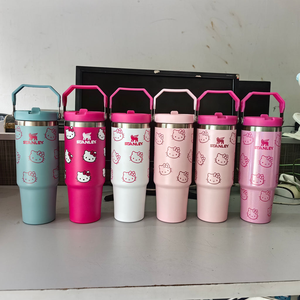 40oz H2.0 Stanley-style Hello Kitty Printed Tumblers with Plastic Straw&Lids_CNPNY