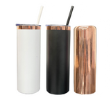 20oz Mirror Copper underneath Powder Coated Stainless Steel Straight Skinny tumblers for laser engraving_CNPNY
