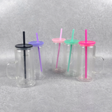 15oz Snow Globe Glass Mugs with colored Lids and Straw_CNPNY