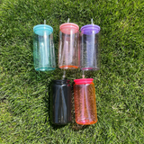 RTS USA_🔥16oz Jelly colors Acrylic Plastic can with Straw Same Shape of Glass Cans for Vinyl/UV DTF Wraps_USPNY