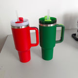 Clearance Sale_40oz Dark Green Powder Coat H2.0 Silver Underneath Quencher Tumblers for Laser Engraving_CNPNY