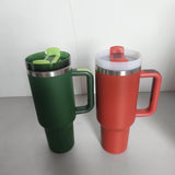 Clearance Sale_40oz Dark Green Powder Coat H2.0 Silver Underneath Quencher Tumblers for Laser Engraving_CNPNY