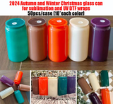 16oz Sublimation Glass Cans Autumn and Winter Christmas Colors Glass tumblers _CNPNY