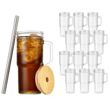 24oz Glass Mason Jars Bamboo Lids Glass Handle Mugs 24pcs _CNPNY
