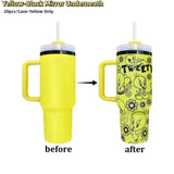 RTS USA_🐝💛40oz Black Mirror Underneath Yellow Color Quencher Tumblers 20pcs For Laser Engraving_USPNY